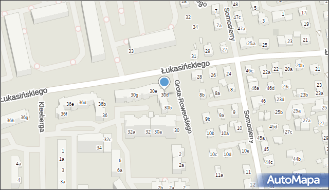 Szczecin, Łukasińskiego Waleriana, mjr., 30d, mapa Szczecina