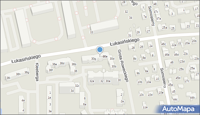 Szczecin, Łukasińskiego Waleriana, mjr., 30f, mapa Szczecina