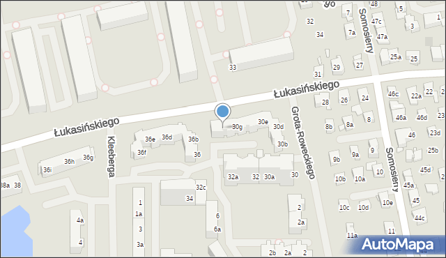 Szczecin, Łukasińskiego Waleriana, mjr., 30h, mapa Szczecina