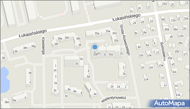Szczecin, Łukasińskiego Waleriana, mjr., 32a, mapa Szczecina