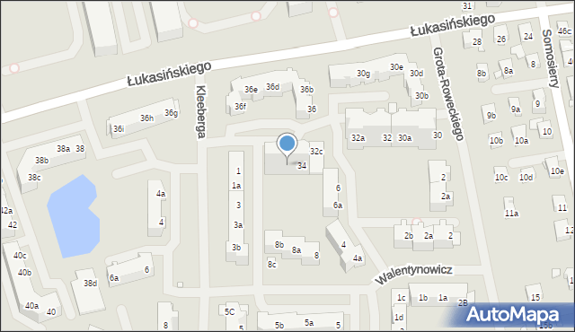 Szczecin, Łukasińskiego Waleriana, mjr., 34a, mapa Szczecina