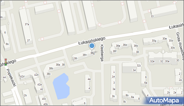 Szczecin, Łukasińskiego Waleriana, mjr., 36g, mapa Szczecina