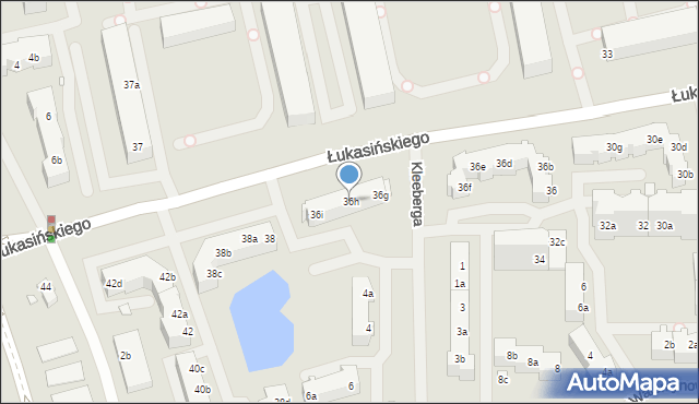 Szczecin, Łukasińskiego Waleriana, mjr., 36h, mapa Szczecina