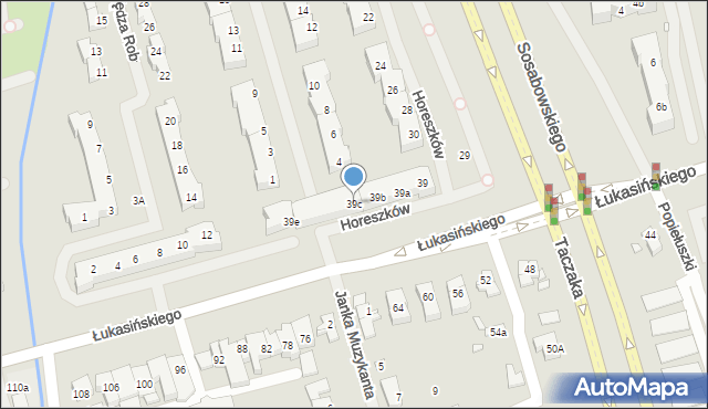 Szczecin, Łukasińskiego Waleriana, mjr., 39c, mapa Szczecina