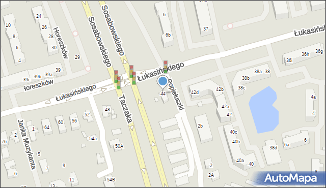 Szczecin, Łukasińskiego Waleriana, mjr., 44, mapa Szczecina