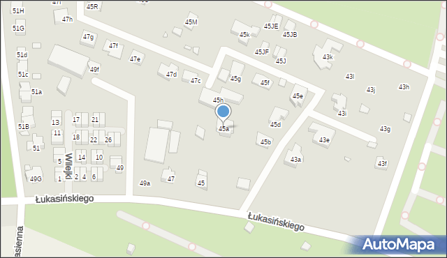 Szczecin, Łukasińskiego Waleriana, mjr., 45a, mapa Szczecina