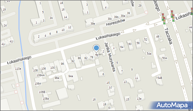 Szczecin, Łukasińskiego Waleriana, mjr., 76, mapa Szczecina