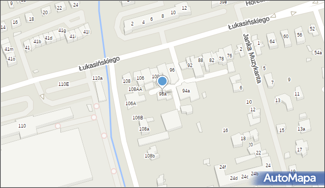 Szczecin, Łukasińskiego Waleriana, mjr., 98a, mapa Szczecina