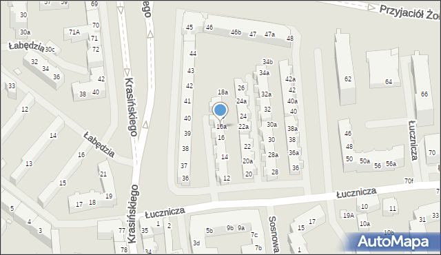 Szczecin, Łucznicza, 16a, mapa Szczecina