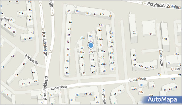 Szczecin, Łucznicza, 22a, mapa Szczecina