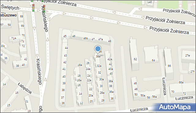 Szczecin, Łucznicza, 34a, mapa Szczecina