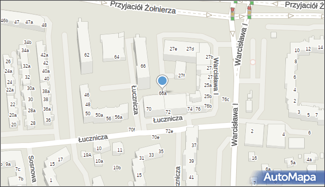 Szczecin, Łucznicza, 66a, mapa Szczecina