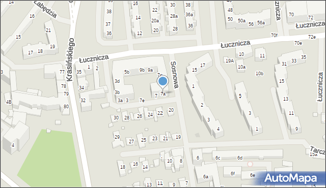 Szczecin, Łucznicza, 7a, mapa Szczecina