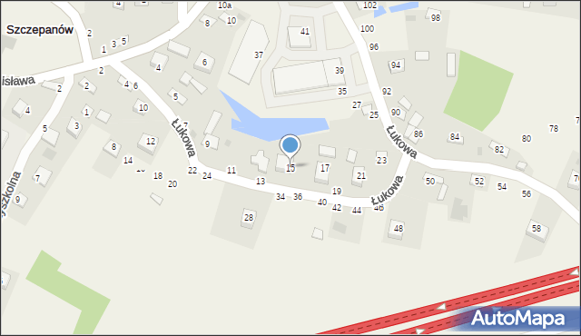 Szczepanów, Łukowa, 15, mapa Szczepanów
