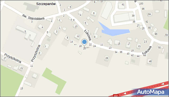 Szczepanów, Łukowa, 20, mapa Szczepanów