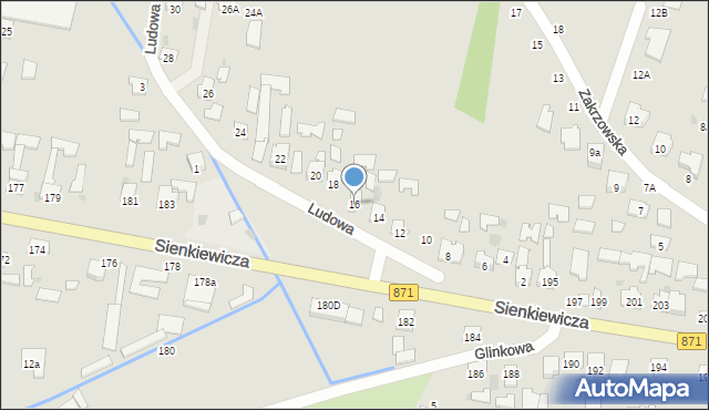 Tarnobrzeg, Ludowa, 16, mapa Tarnobrzegu