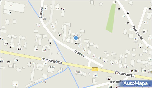 Tarnobrzeg, Ludowa, 20, mapa Tarnobrzegu