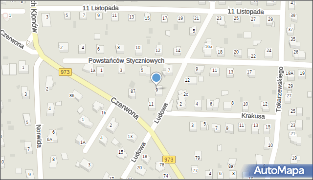 Tarnów, Ludowa, 9, mapa Tarnów