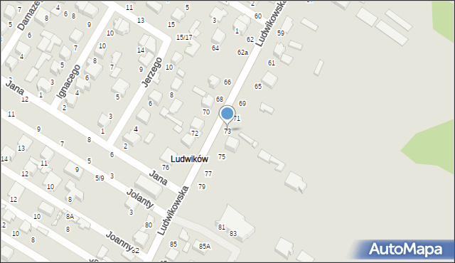 Tomaszów Mazowiecki, Ludwikowska, 73, mapa Tomaszów Mazowiecki