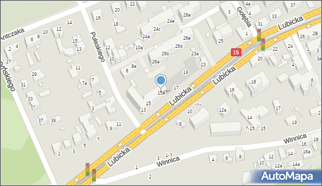 Toruń, Lubicka, 15a, mapa Torunia