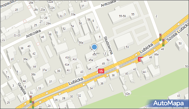 Toruń, Lubicka, 45c, mapa Torunia