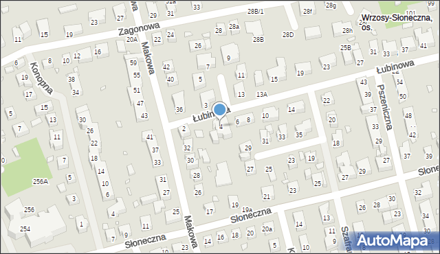 Toruń, Łubinowa, 4, mapa Torunia