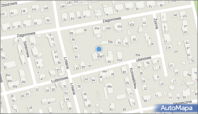 Toruń, Łubinowa, 57a, mapa Torunia