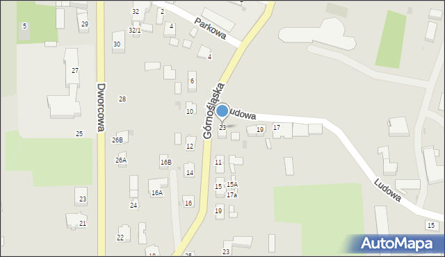 Toszek, Ludowa, 23, mapa Toszek