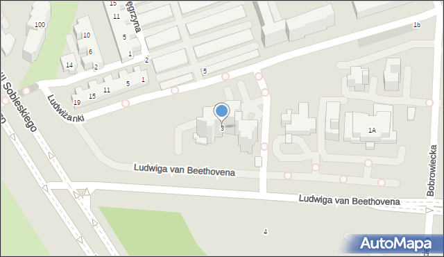 Warszawa, Ludwiga van Beethovena, 3, mapa Warszawy