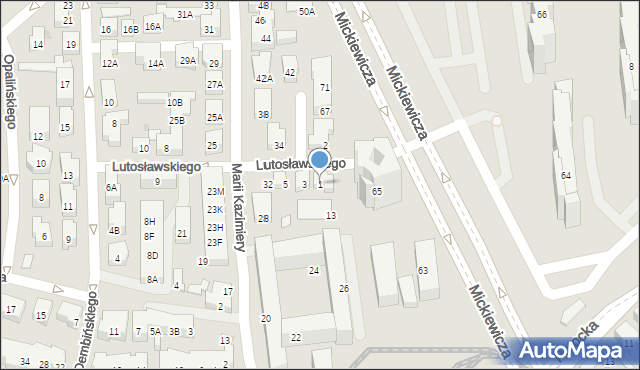 Warszawa, Lutosławskiego Witolda, 1, mapa Warszawy
