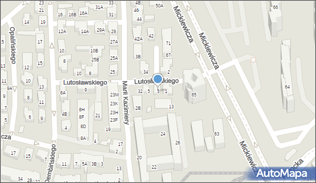 Warszawa, Lutosławskiego Witolda, 3, mapa Warszawy