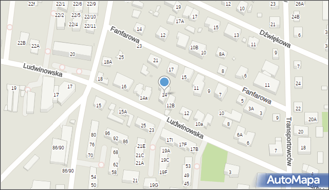 Warszawa, Ludwinowska, 14, mapa Warszawy