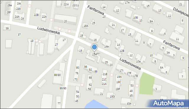Warszawa, Ludwinowska, 15A, mapa Warszawy