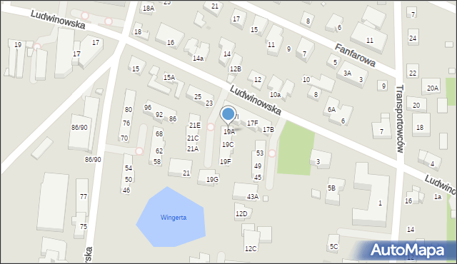 Warszawa, Ludwinowska, 19A, mapa Warszawy