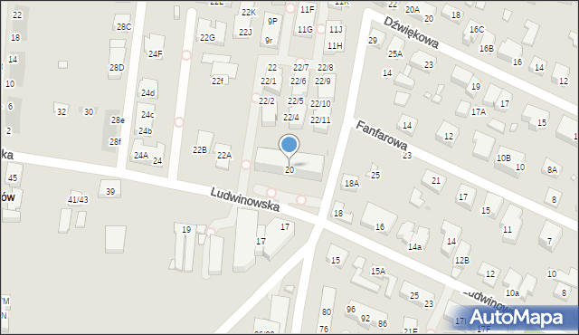 Warszawa, Ludwinowska, 20, mapa Warszawy