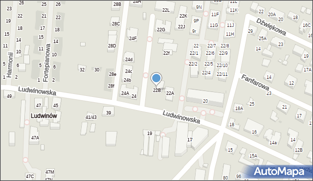 Warszawa, Ludwinowska, 22B, mapa Warszawy