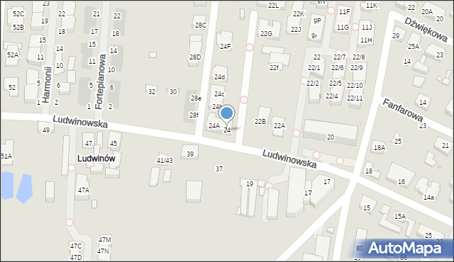 Warszawa, Ludwinowska, 24, mapa Warszawy
