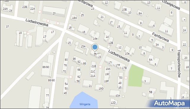 Warszawa, Ludwinowska, 25, mapa Warszawy