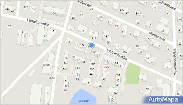 Warszawa, Ludwinowska, 25A, mapa Warszawy
