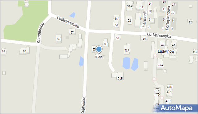 Warszawa, Ludwinowska, 53/55, mapa Warszawy
