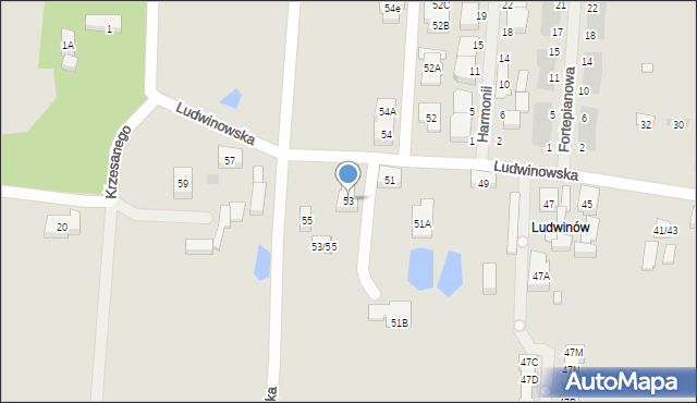 Warszawa, Ludwinowska, 53, mapa Warszawy