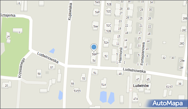 Warszawa, Ludwinowska, 54A, mapa Warszawy