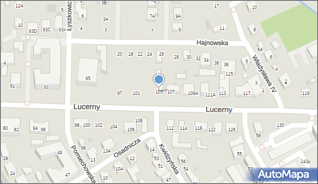 Warszawa, Lucerny, 105a, mapa Warszawy