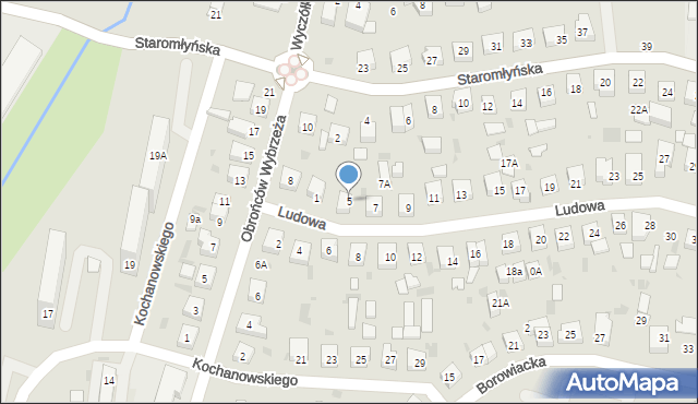 Wejherowo, Ludowa, 5, mapa Wejherowo