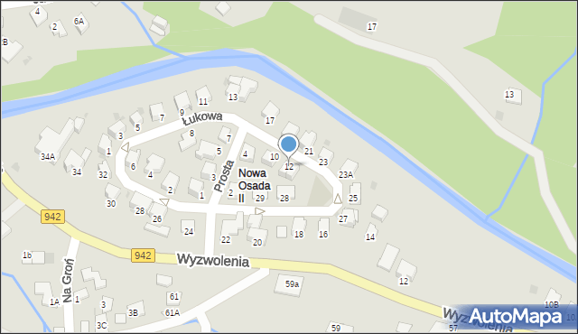 Wisła, Łukowa, 12, mapa Wisła