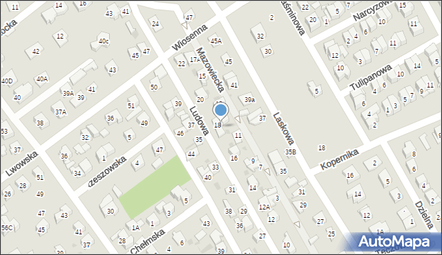 Wołomin, Ludowa, 18a, mapa Wołomin