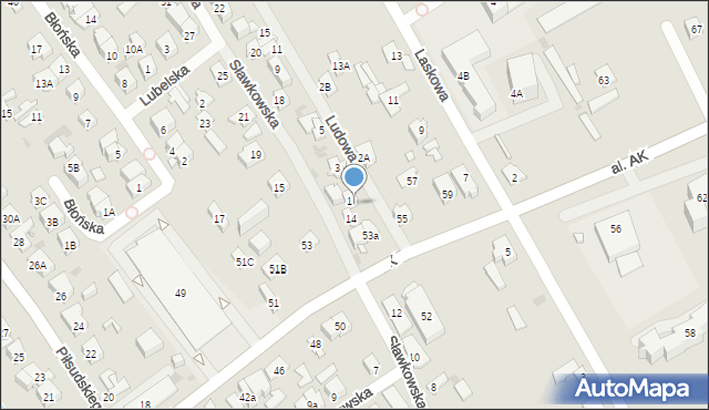 Wołomin, Ludowa, 1A, mapa Wołomin