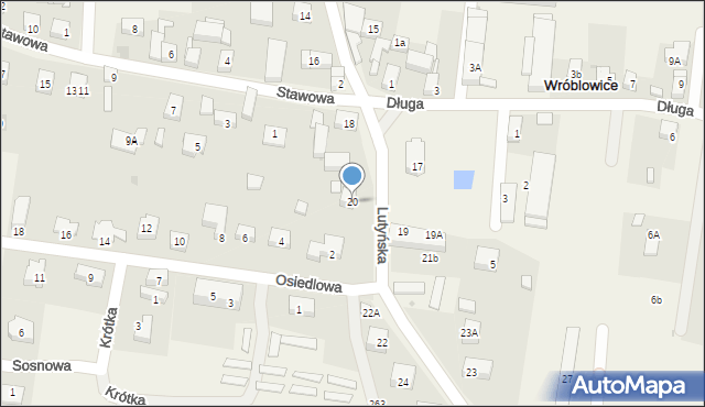 Wróblowice, Lutyńska, 20, mapa Wróblowice