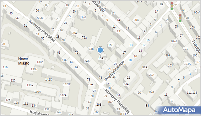 Wrocław, Łukasińskiego Waleriana, mjr., 15A, mapa Wrocławia