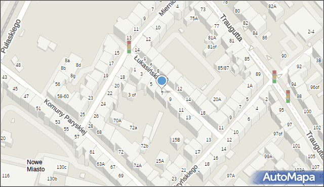 Wrocław, Łukasińskiego Waleriana, mjr., 7, mapa Wrocławia